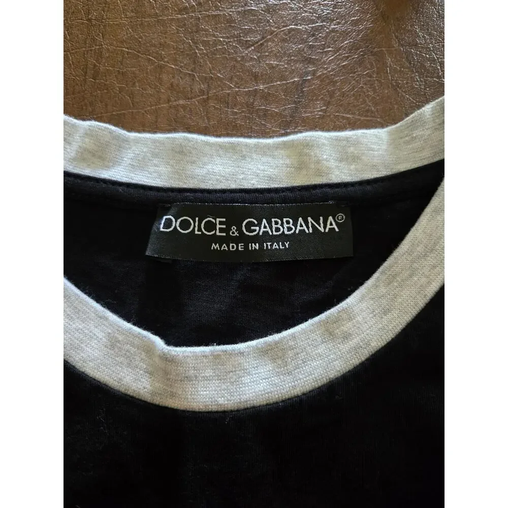 Dolce Gabbana Men's Medium Black T-Shirt Large DG Logo Oversize  size IT 48